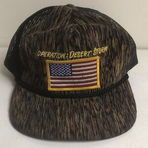 Operation Desert Storm Hat Trucker‎ Cap Military USA Flag Camo